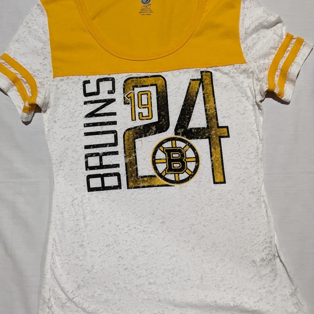 NHL Bruins Women's Long Sleeve Tee in Yellow and White